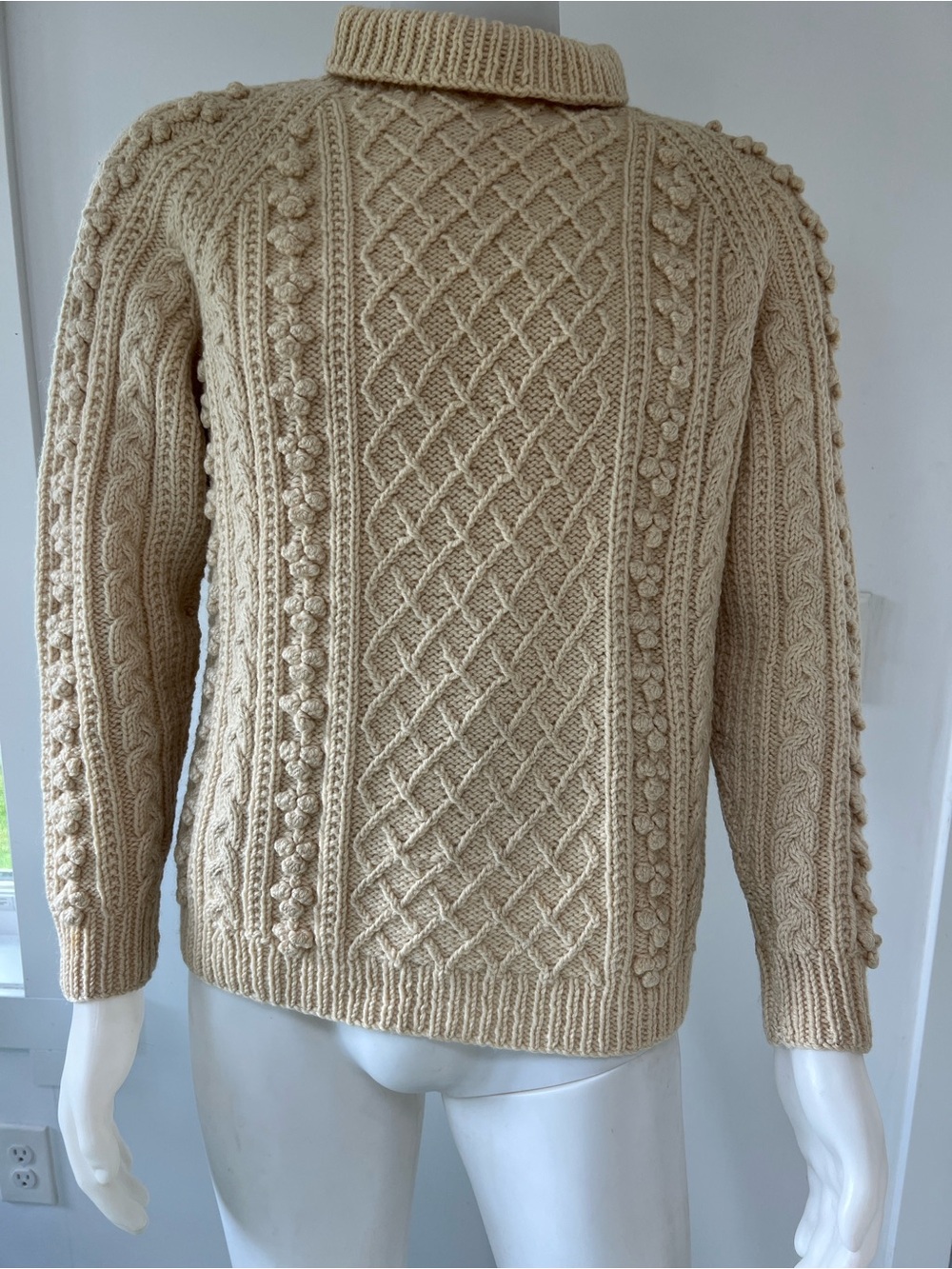 100% pure wool Aran knit sweater,Irish fisherman's sweater, Cable Knit